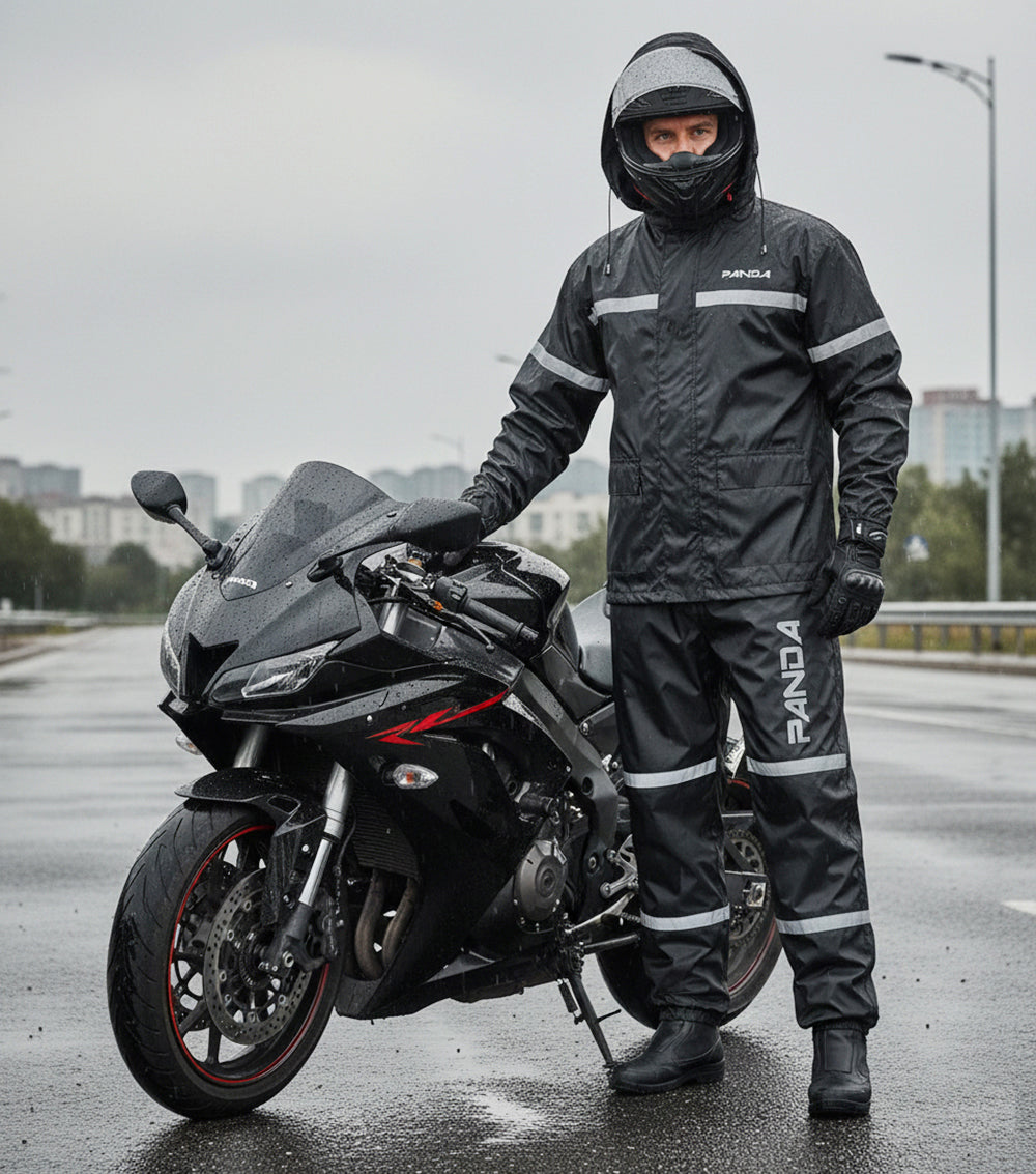 Motorcycle Rain Suit for Men & Women Waterproof Outdoor 2Piece Lightweight Breathable All Weather Reflective Rain Wear Jacket