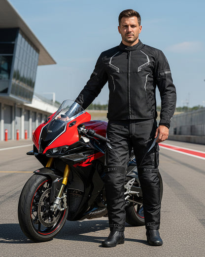 Mens Motorcycle Jacket Hi-Vis Waterproof CE Armored All Season Riding Enduro Dual Sport Cordura Biker Jacket