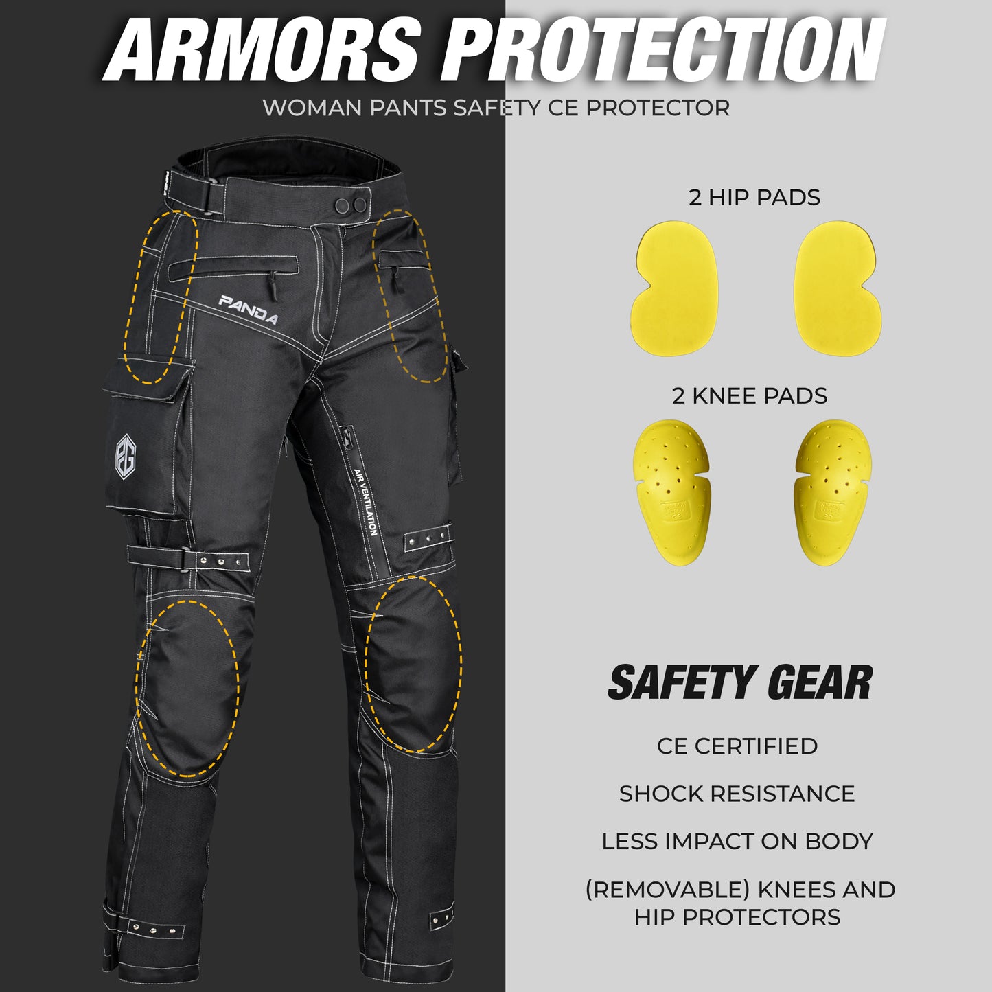 Womens Motorcycle Pants Dual Sports Enduro Riding Pants Water Resistant 600D Cordura Fabric Hi Vis Armored Motorcycle Pants