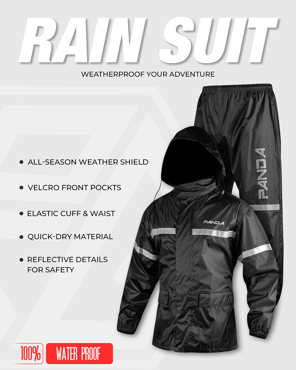 Motorcycle Rain Suit for Men & Women Waterproof Outdoor 2Piece Lightweight Breathable All Weather Reflective Rain Wear Jacket