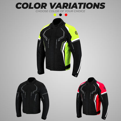 Mens Motorcycle Jacket Hi-Vis Waterproof CE Armored All Season Riding Enduro Dual Sport Cordura Biker Jacket