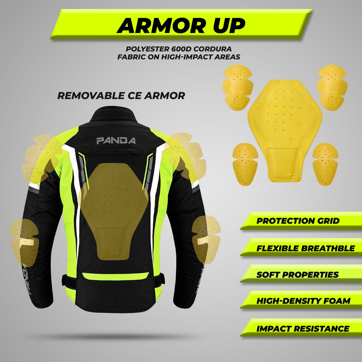 Mens Motorcycle Jacket Hi-Vis Waterproof CE Armored All Season Riding Enduro Dual Sport Cordura Biker Jacket