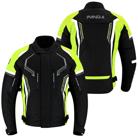 Mens Motorcycle Jacket Hi-Vis Waterproof CE Armored All Season Riding Enduro Dual Sport Cordura Biker Jacket